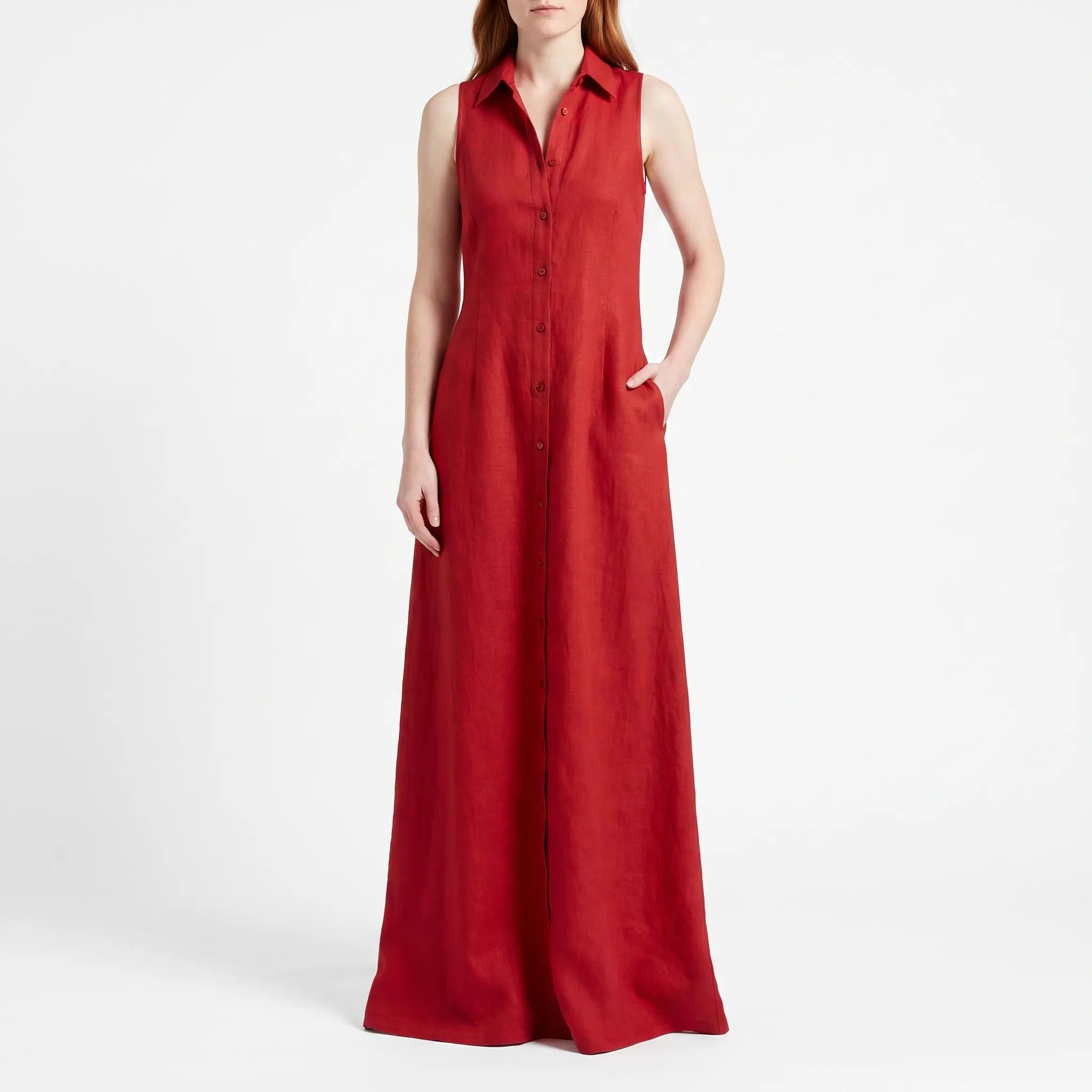 Carmenia  - Sleeveless Maxi Shirt Dress Summer Garden Parties