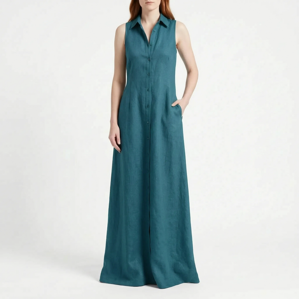 Carmenia  - Sleeveless Maxi Shirt Dress Summer Garden Parties