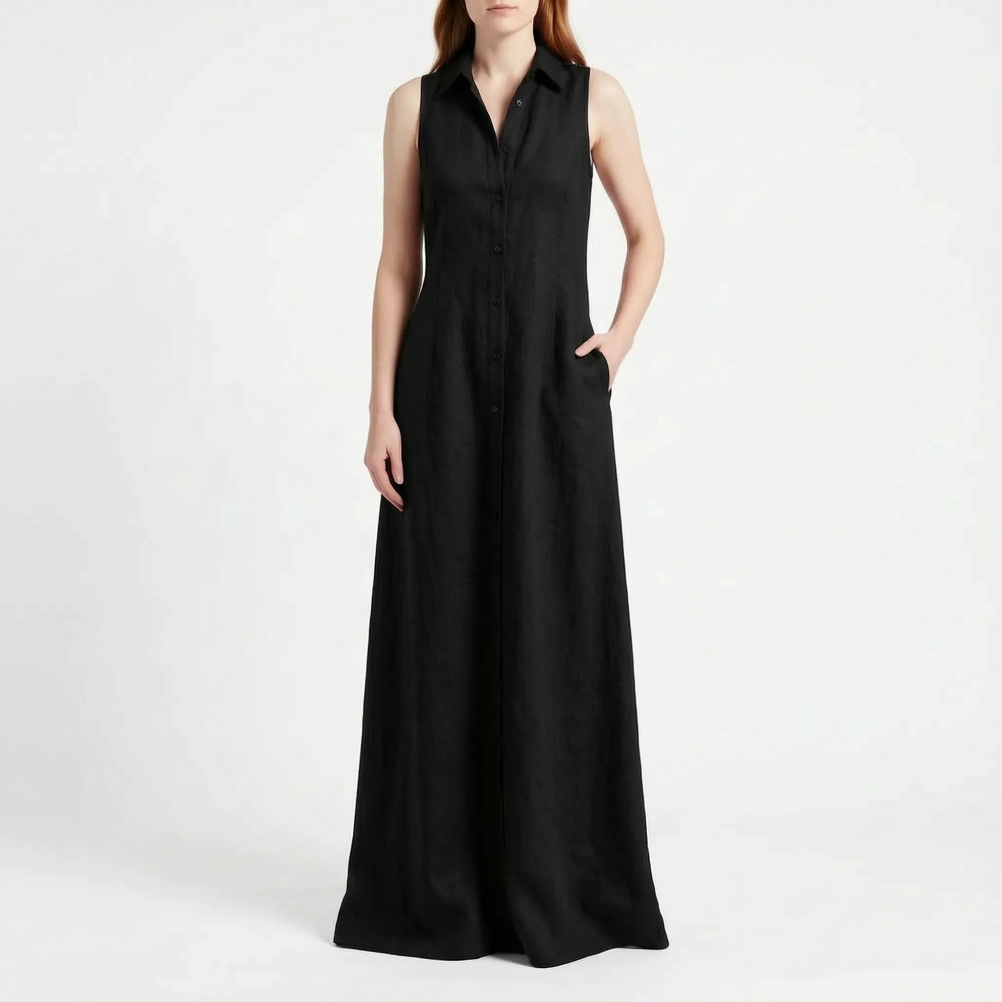 Carmenia  - Sleeveless Maxi Shirt Dress Summer Garden Parties