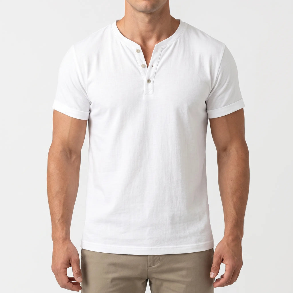 Caspion  - Casual Short Sleeve Henley T-Shirt Casual Weekend Outings