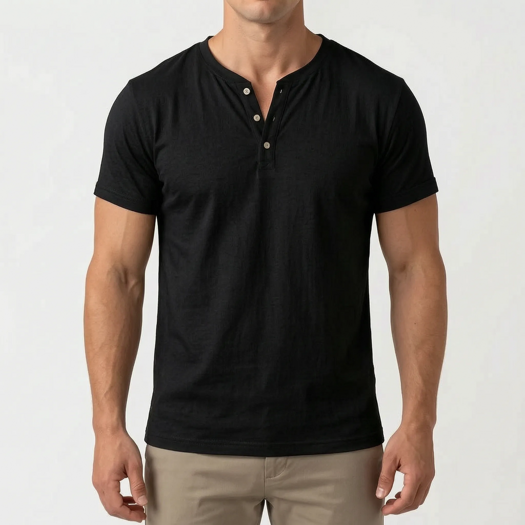 Caspion  - Casual Short Sleeve Henley T-Shirt Casual Weekend Outings