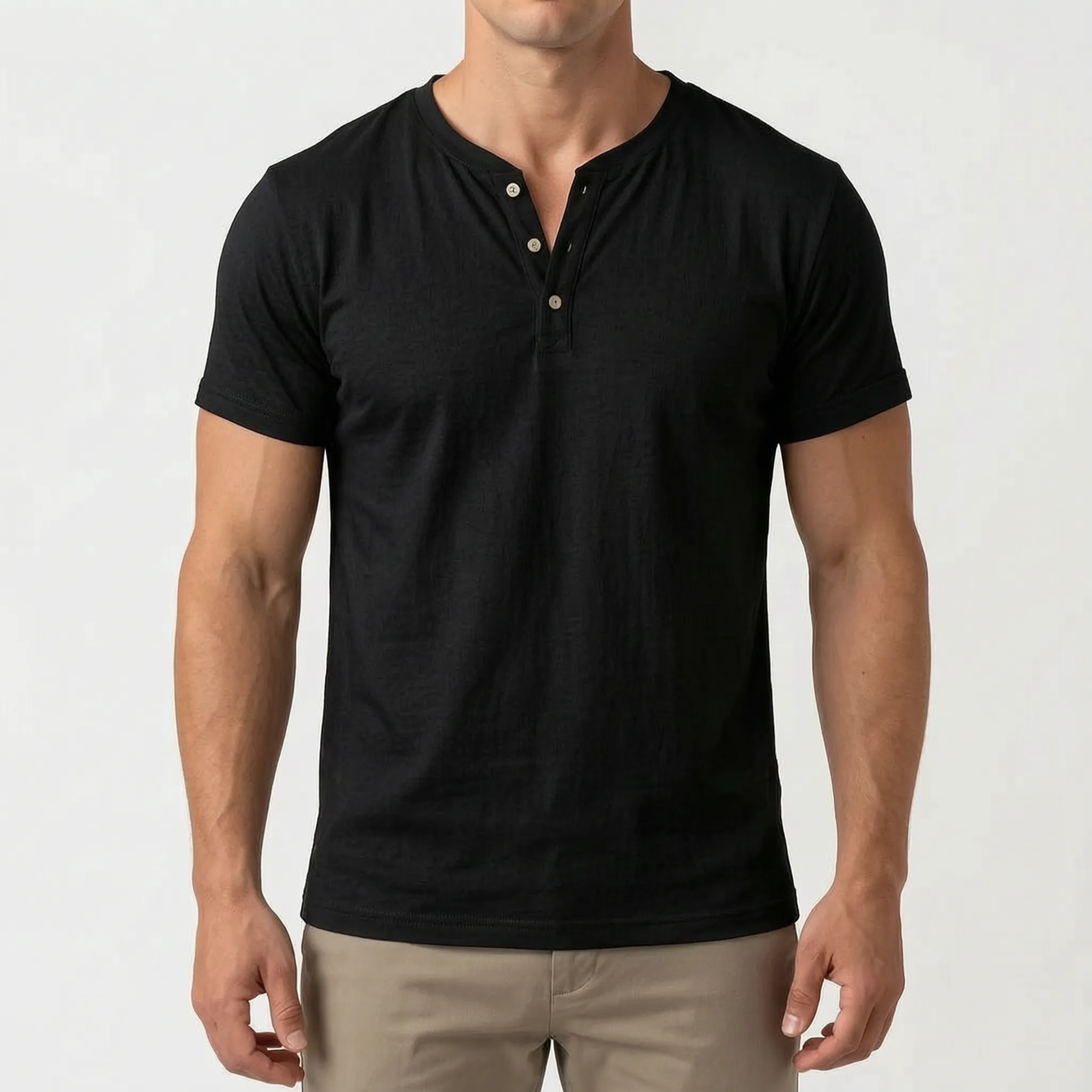 Caspion  - Casual Short Sleeve Henley T-Shirt Casual Weekend Outings