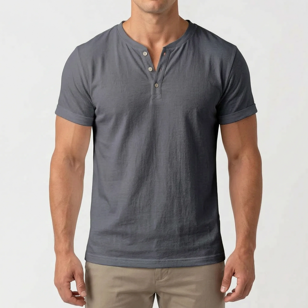 Caspion  - Casual Short Sleeve Henley T-Shirt Casual Weekend Outings