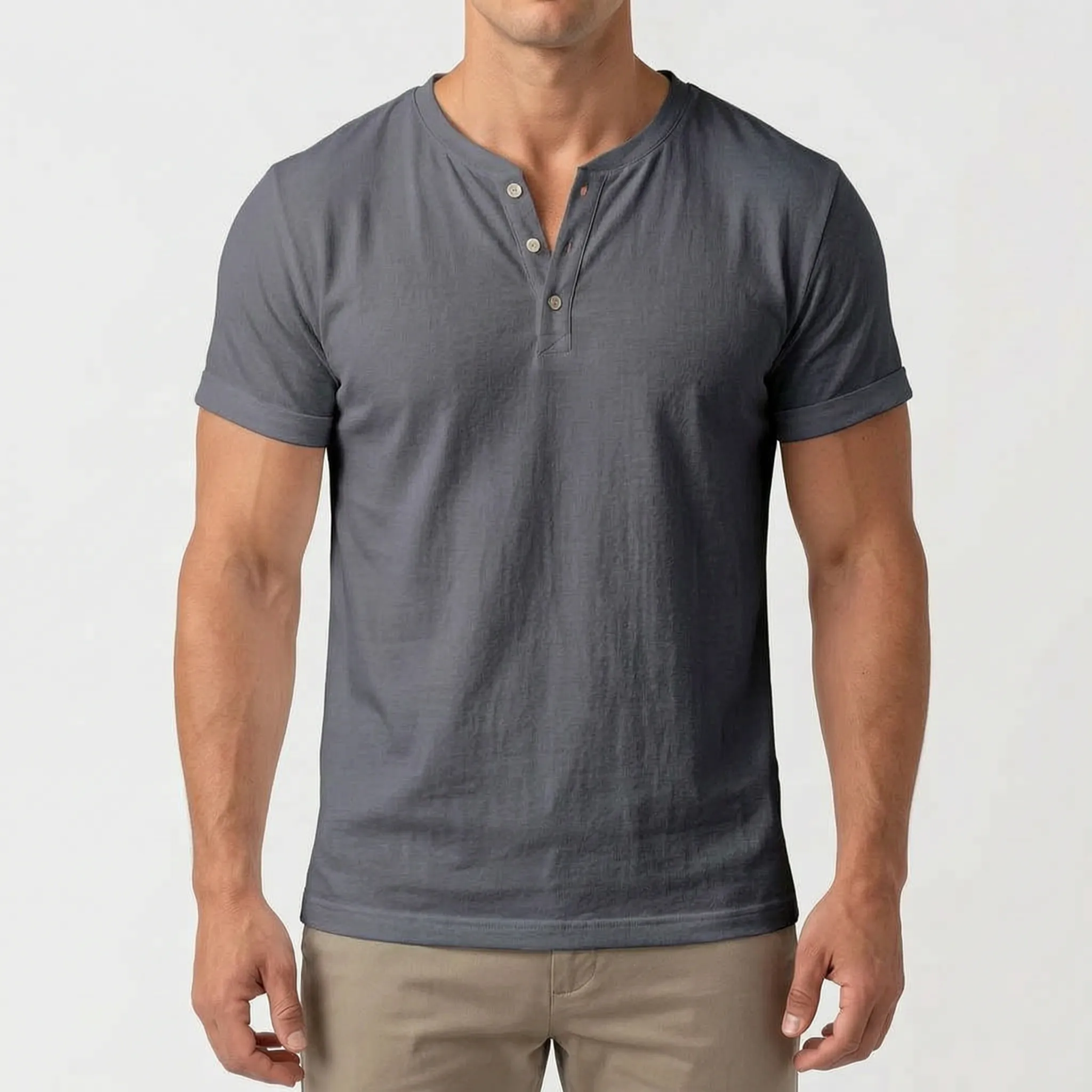 Caspion  - Casual Short Sleeve Henley T-Shirt Casual Weekend Outings