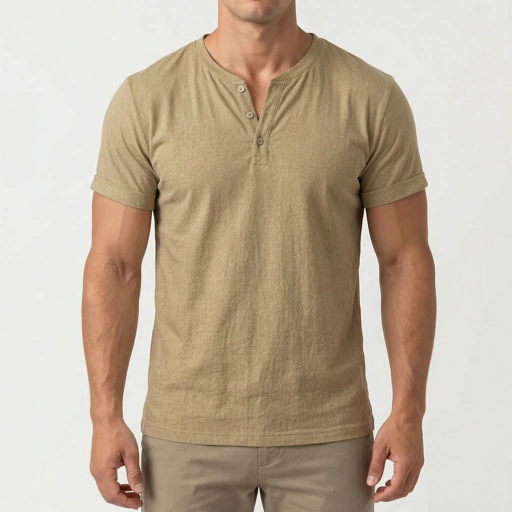 Caspion  - Casual Short Sleeve Henley T-Shirt Casual Weekend Outings