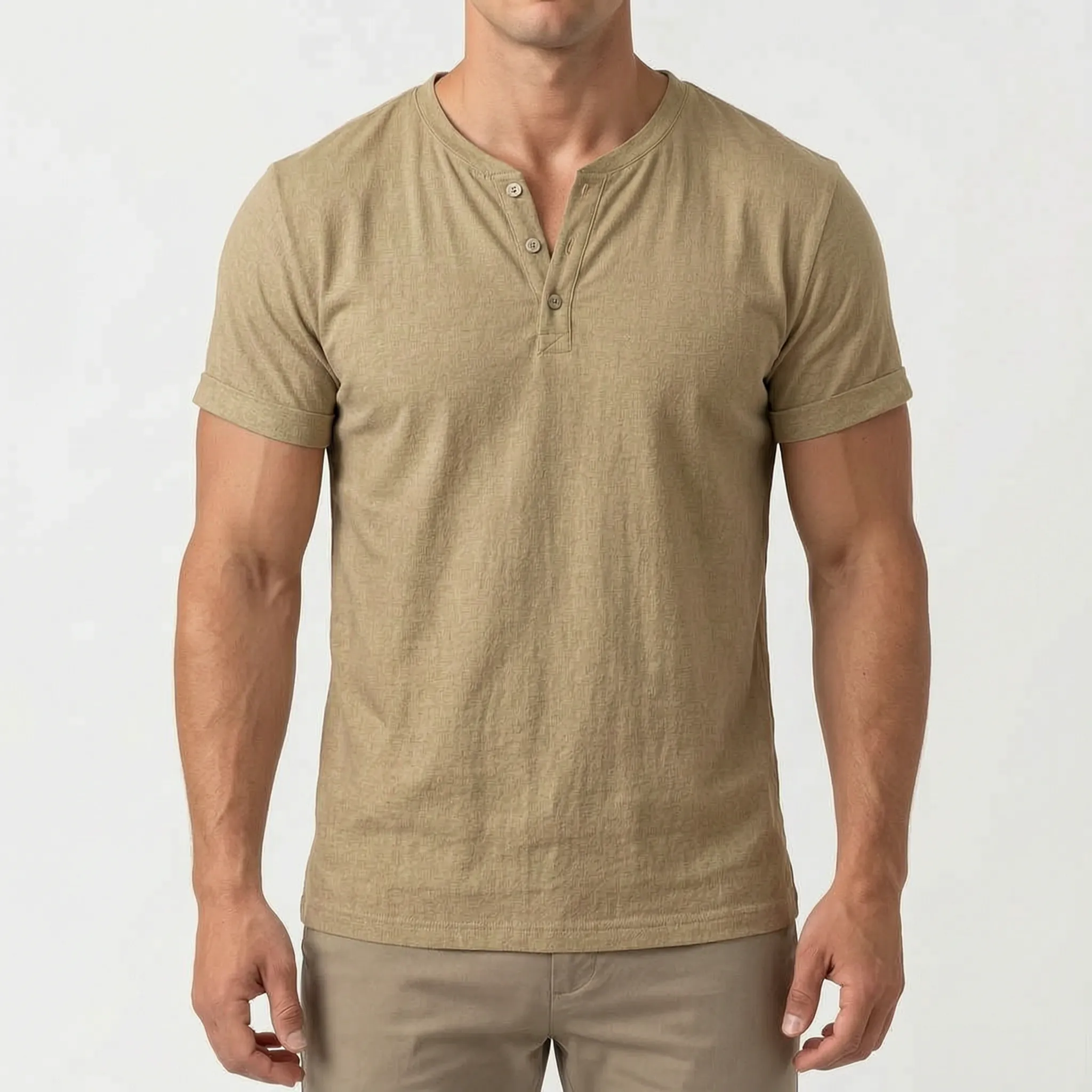 Caspion  - Casual Short Sleeve Henley T-Shirt Casual Weekend Outings