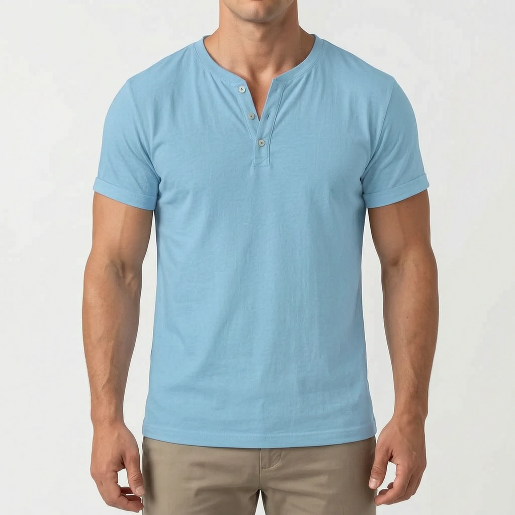 Caspion  - Casual Short Sleeve Henley T-Shirt Casual Weekend Outings