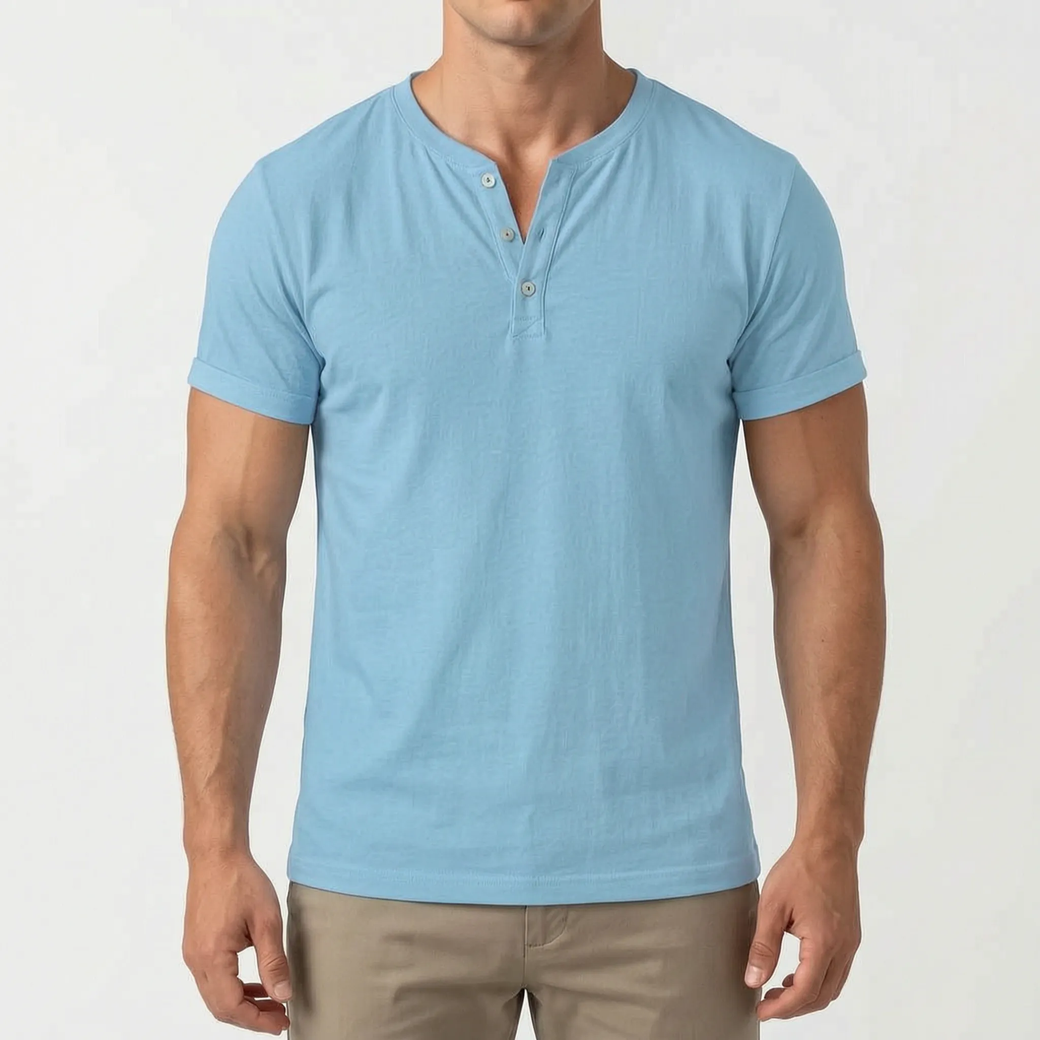 Caspion  - Casual Short Sleeve Henley T-Shirt Casual Weekend Outings