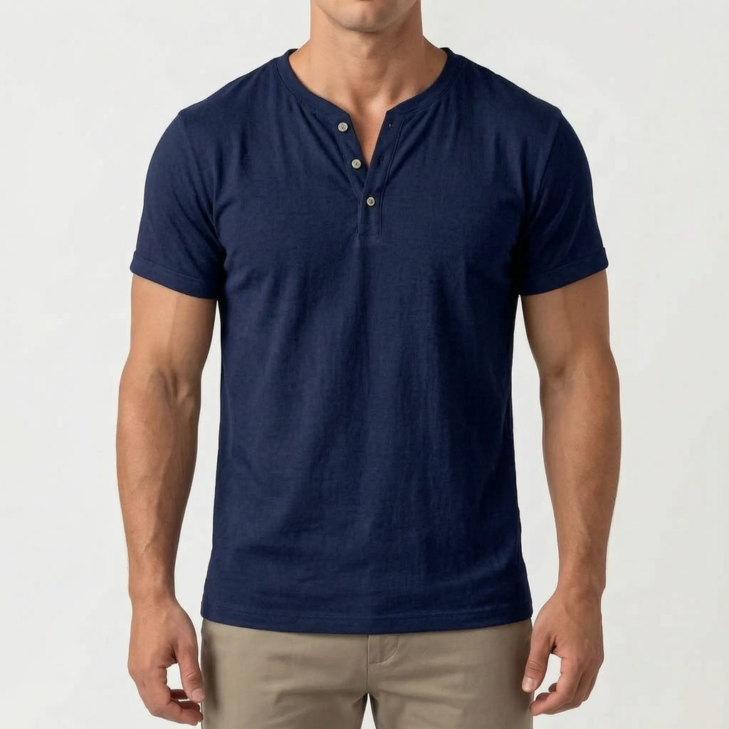 Caspion  - Casual Short Sleeve Henley T-Shirt Casual Weekend Outings