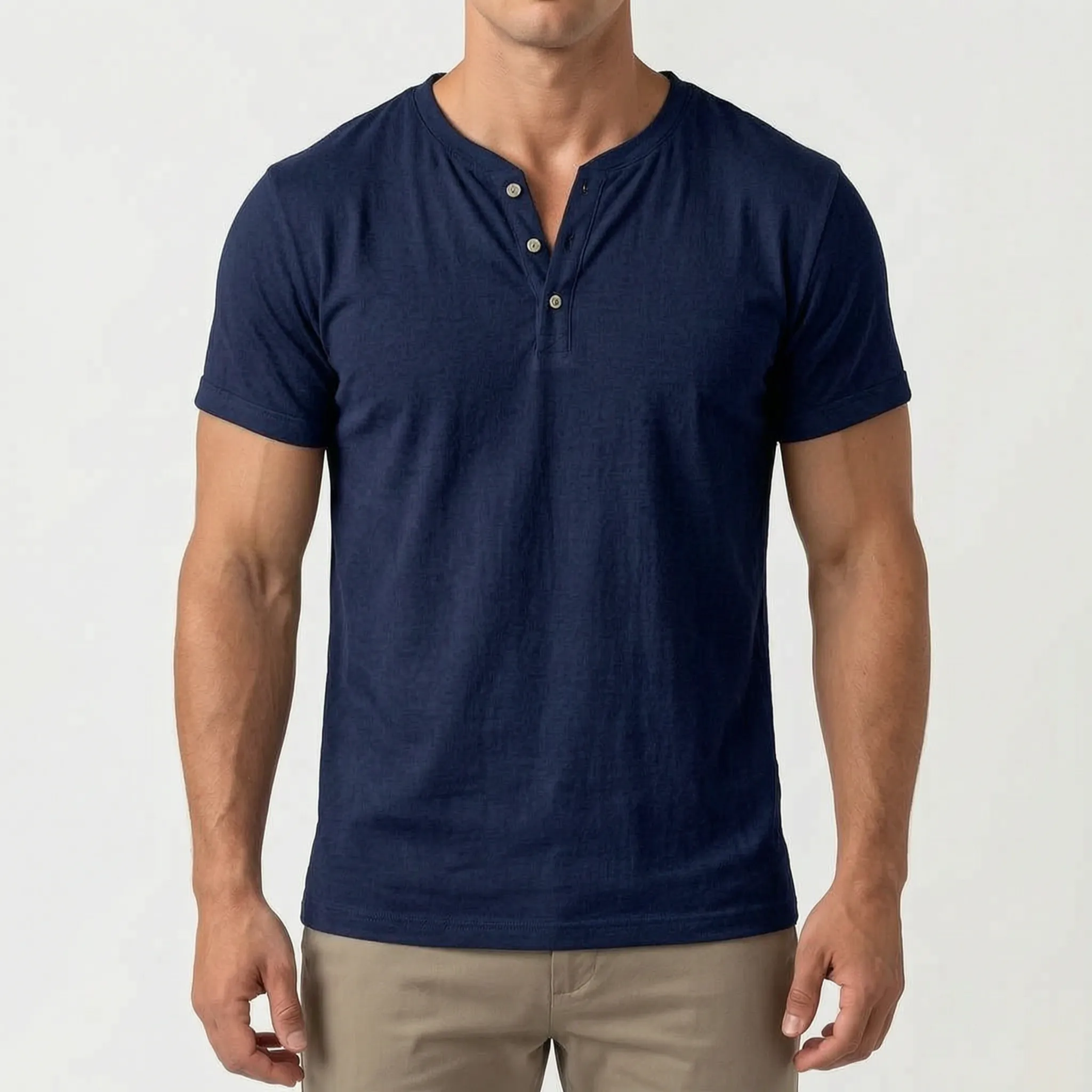 Caspion  - Casual Short Sleeve Henley T-Shirt Casual Weekend Outings