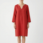 CassieDress  - Relaxed Fit V-Neck Shift Dress Casual Daytime Outings