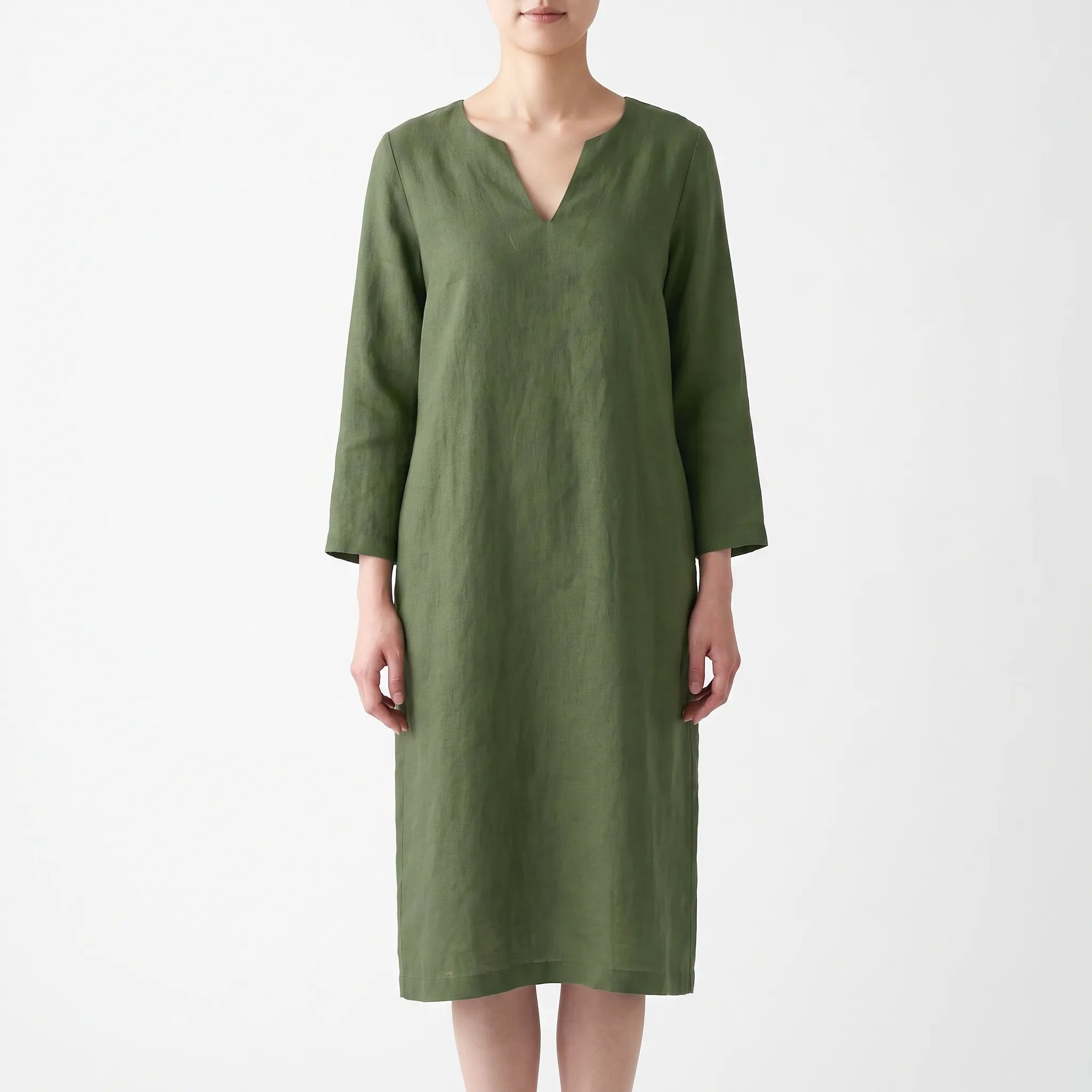 CassieDress  - Relaxed Fit V-Neck Shift Dress Casual Daytime Outings
