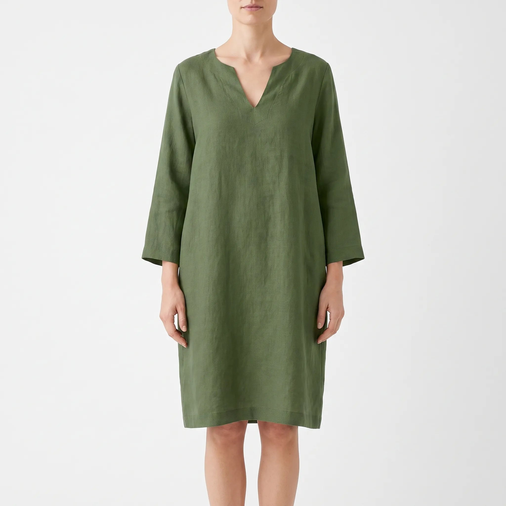 CassieDress  - Relaxed Fit V-Neck Shift Dress Casual Daytime Outings