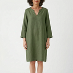 CassieDress  - Relaxed Fit V-Neck Shift Dress Casual Daytime Outings