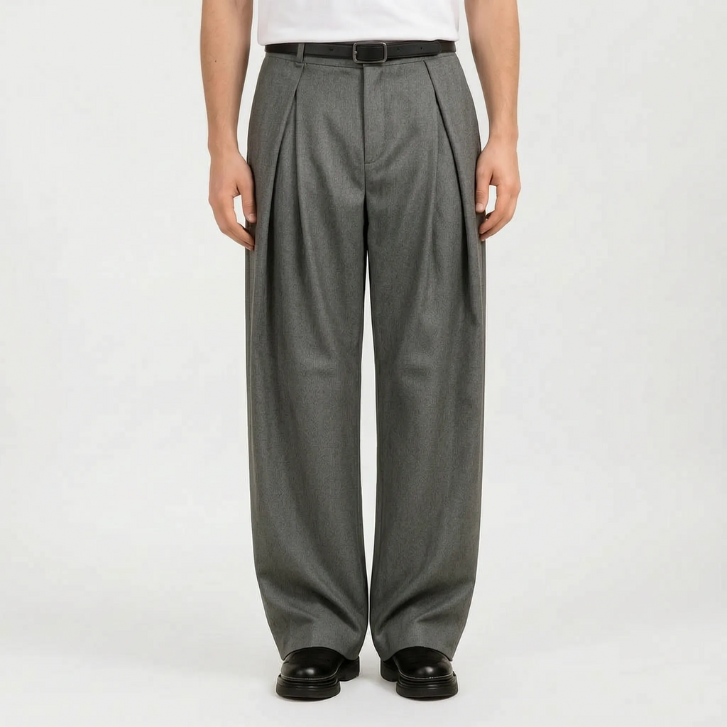 Caturix  - Men's Pleated Wide Leg Trousers Office Wear
