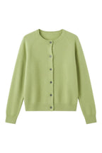 Women's round neck button front cardigan