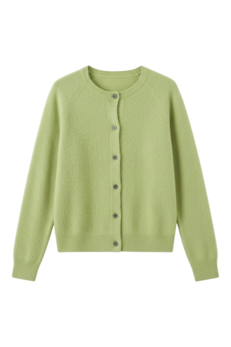 Women's round neck button front cardigan