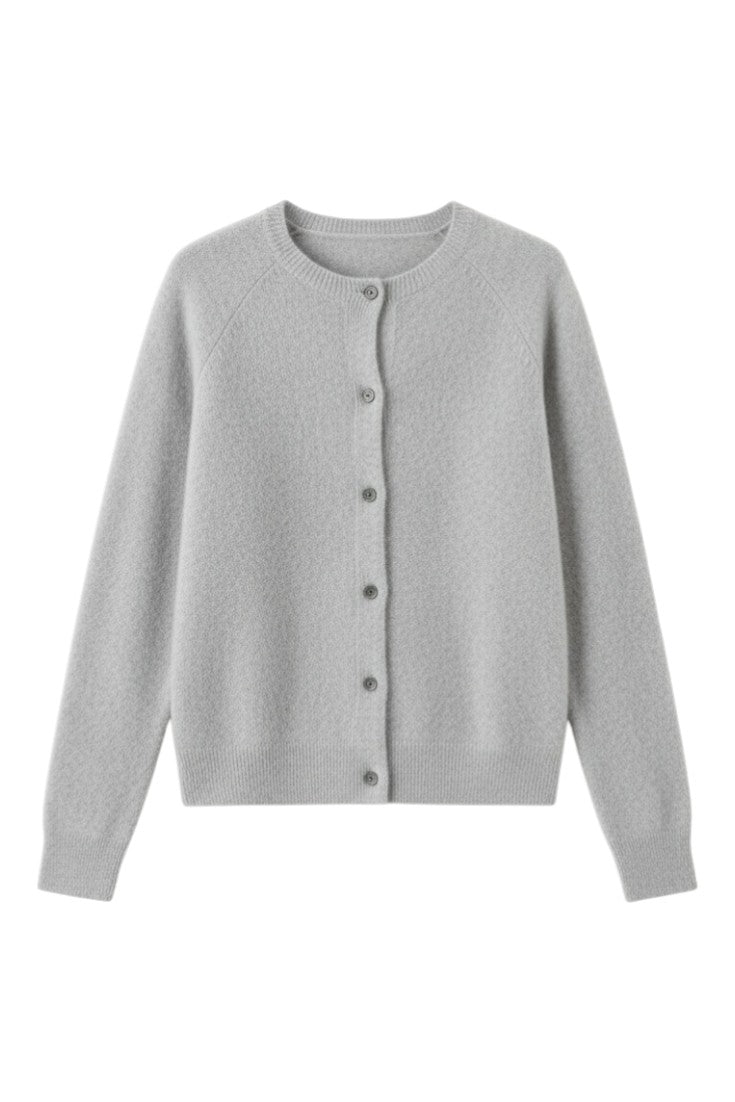 Women's round neck button front cardigan