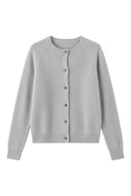 Women's round neck button front cardigan