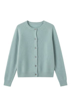 Women's round neck button front cardigan