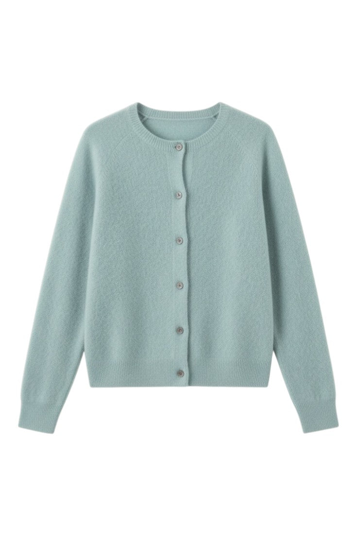 Women's round neck button front cardigan