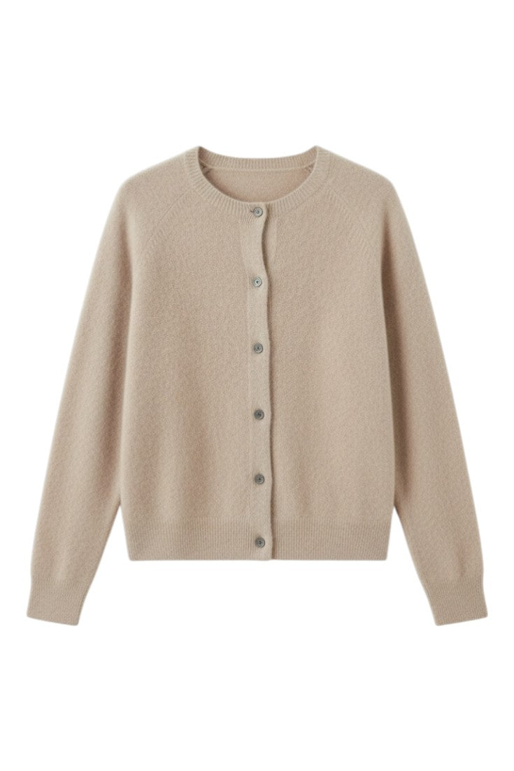 Women's round neck button front cardigan