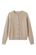 Women's round neck button front cardigan