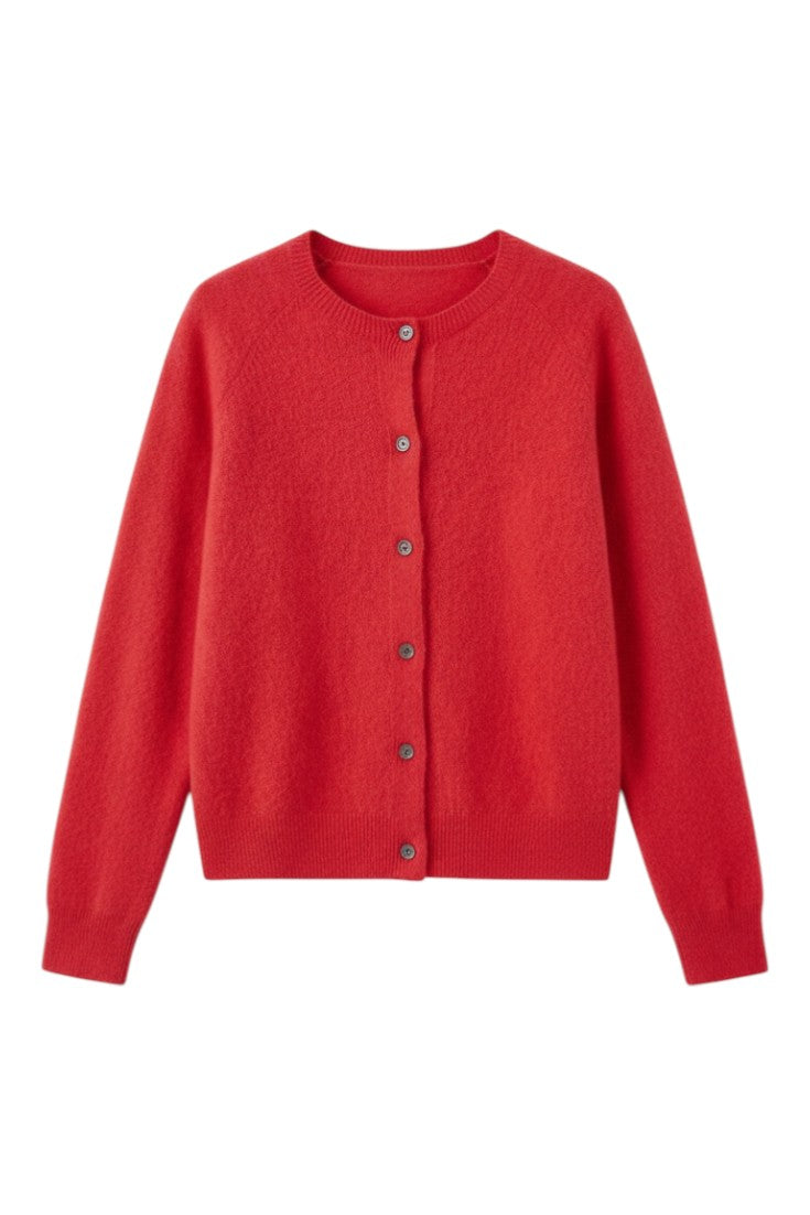 Women's round neck button front cardigan
