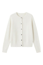 Women's round neck button front cardigan