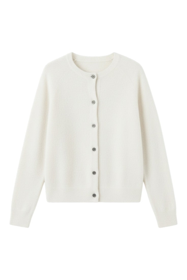 Women's round neck button front cardigan