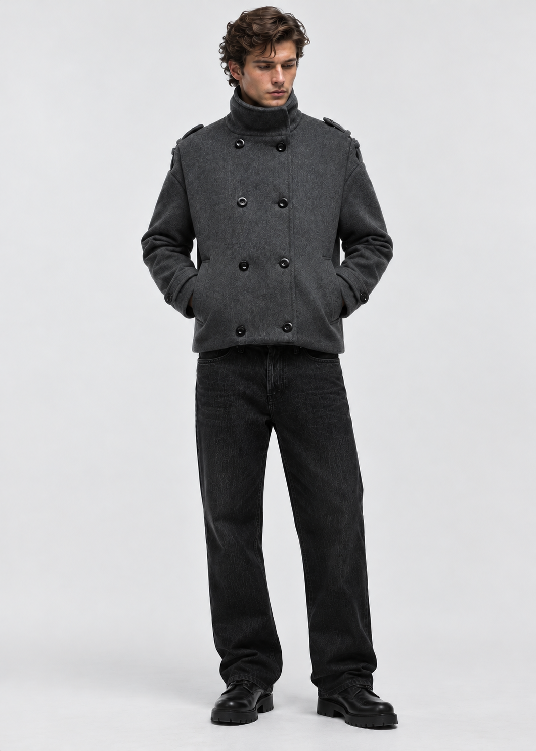 Men's Oversized Double-Breasted Peacoat