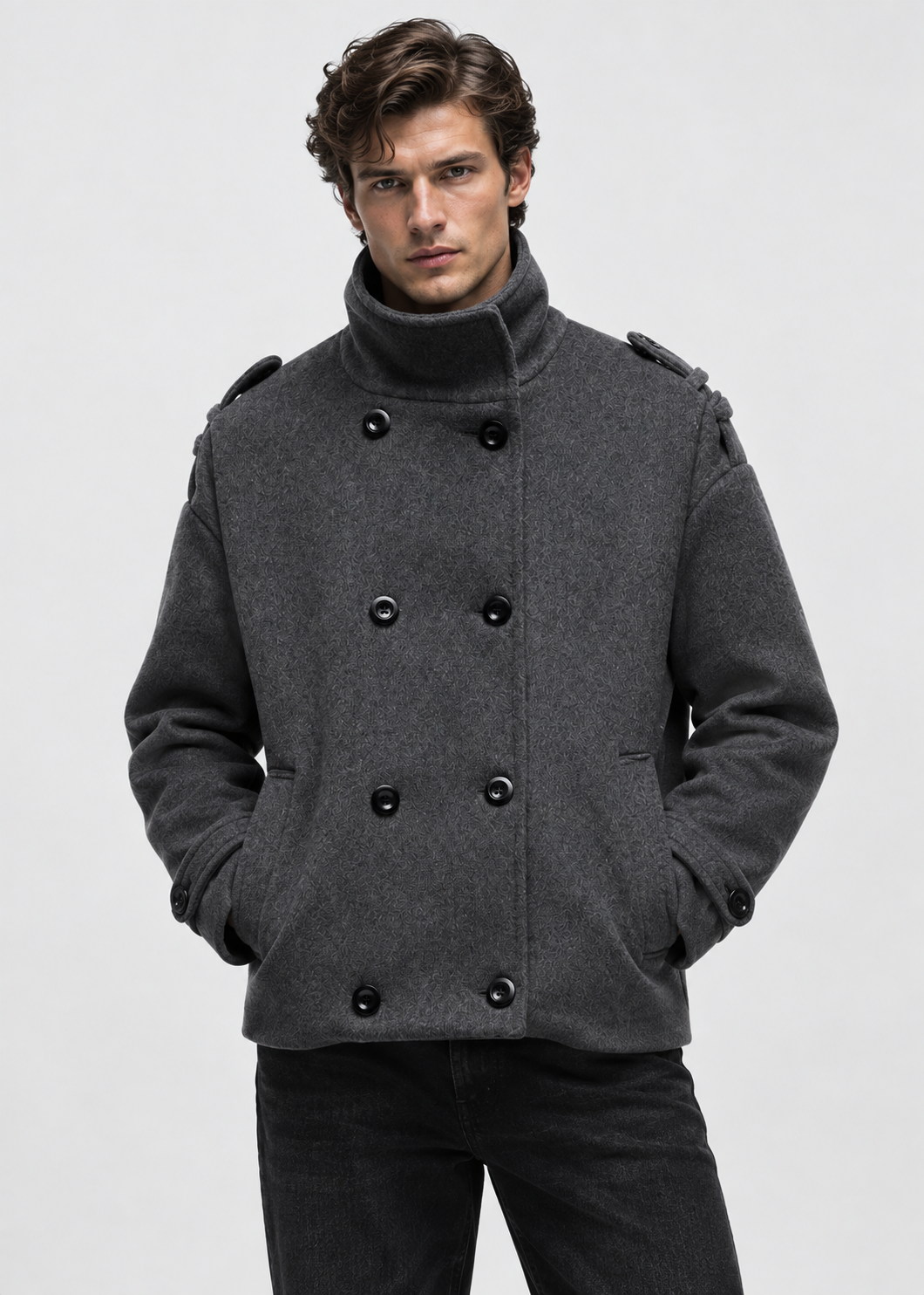 Men's Oversized Double-Breasted Peacoat