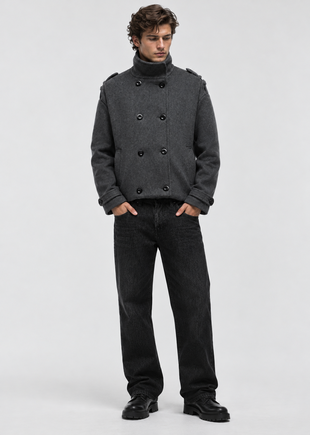 Men's Oversized Double-Breasted Peacoat
