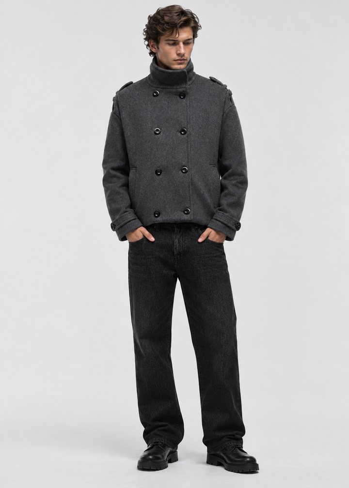 Men's Oversized Double-Breasted Peacoat