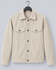 Men's khaki corduroy overshirt jacket with a button front and chest pockets