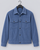 Men's blue corduroy overshirt jacket with a button front and chest pockets