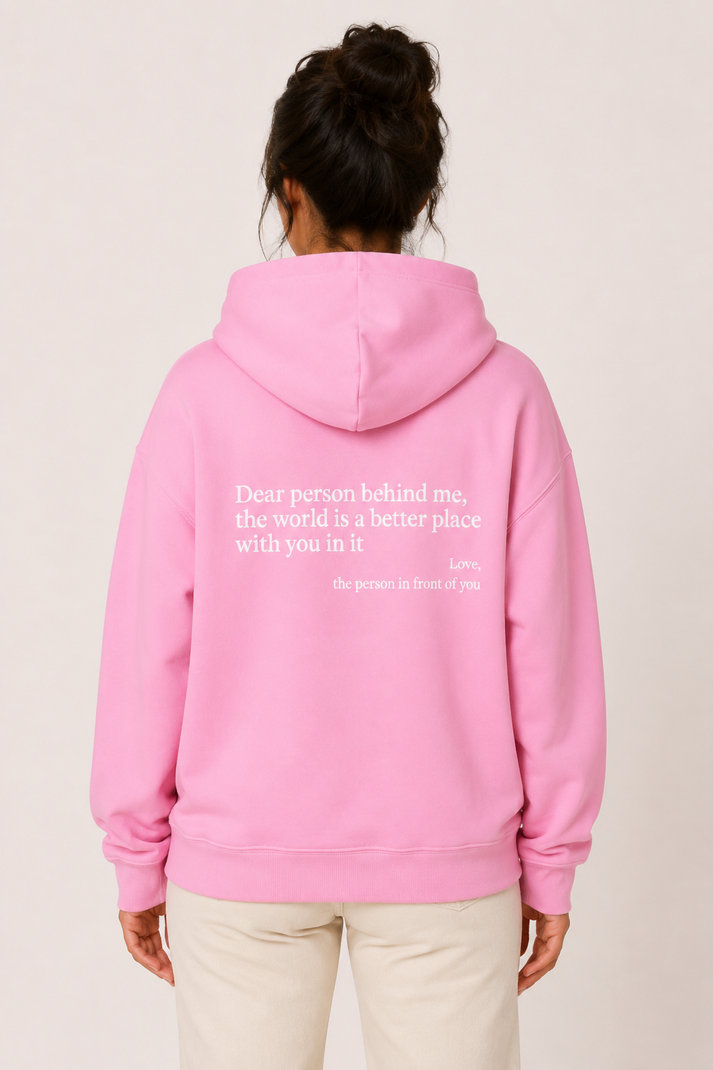 Women's hooded sweatshirt with front text print and kangaroo pocket