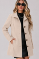 Women's button front trench coat with long sleeves and structured shaping
