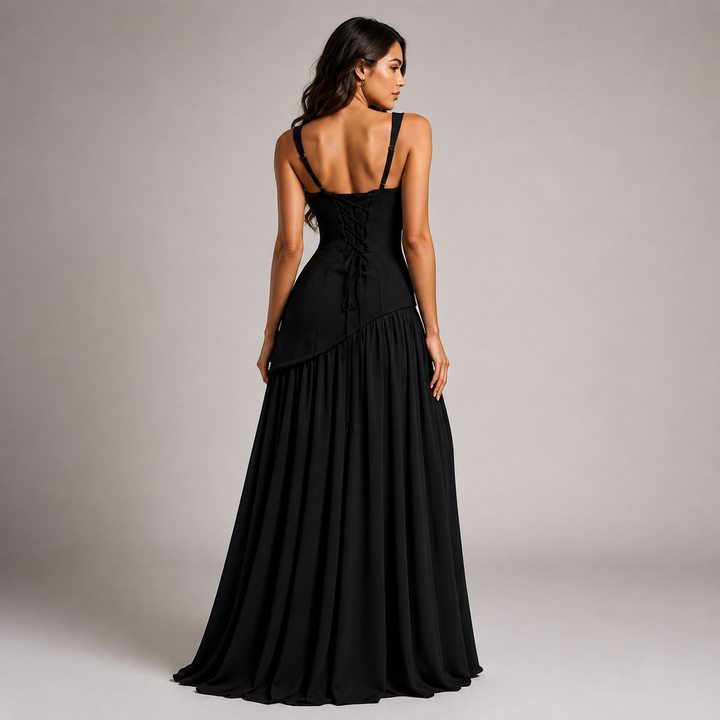 Women's Satin-Look Draped Maxi Dress
