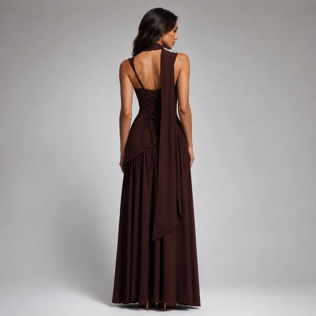 Women's Satin-Look Draped Maxi Dress