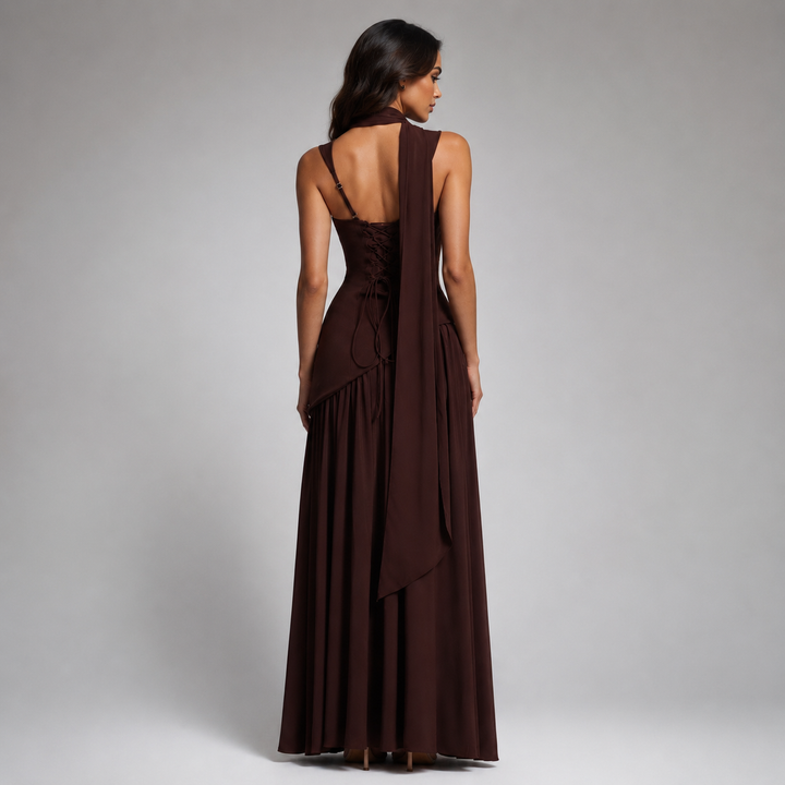 Women's Satin-Look Draped Maxi Dress