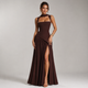 Women's Satin-Look Draped Maxi Dress