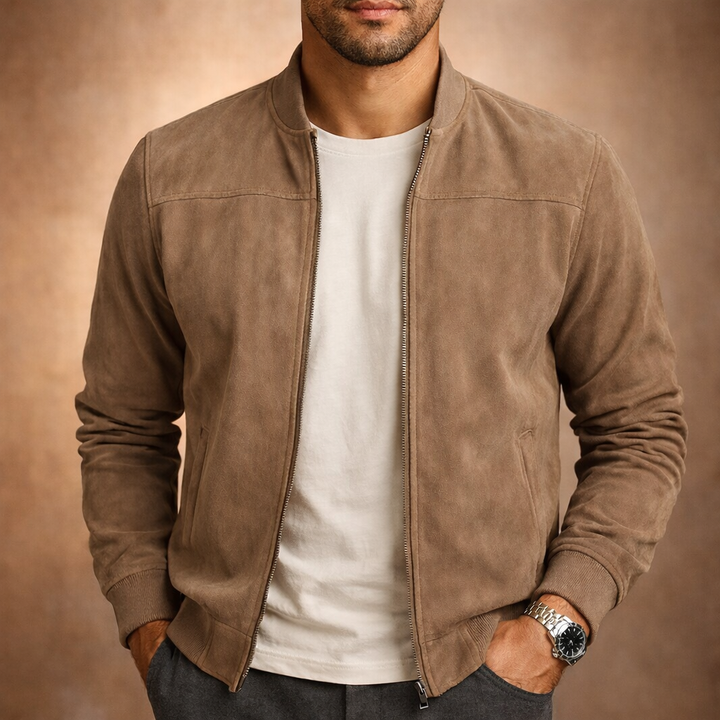 Men's Suede-Look Bomber Jacket