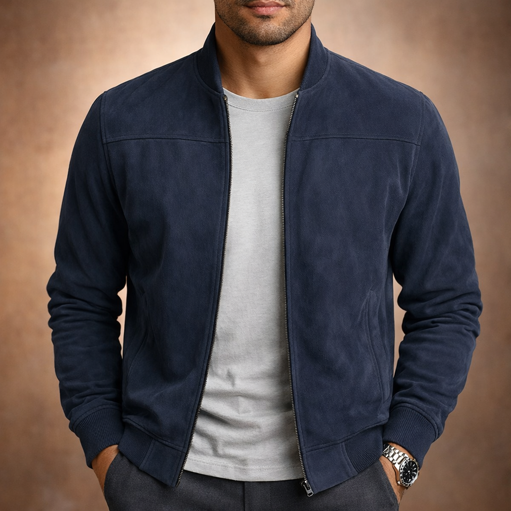 Men's Suede-Look Bomber Jacket