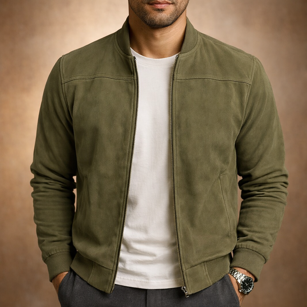 Men's Suede-Look Bomber Jacket