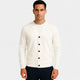 Men's long-sleeve V-neck cardigan with button front and patch pockets