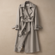 Women's belted double-breasted trench coat with checked lining