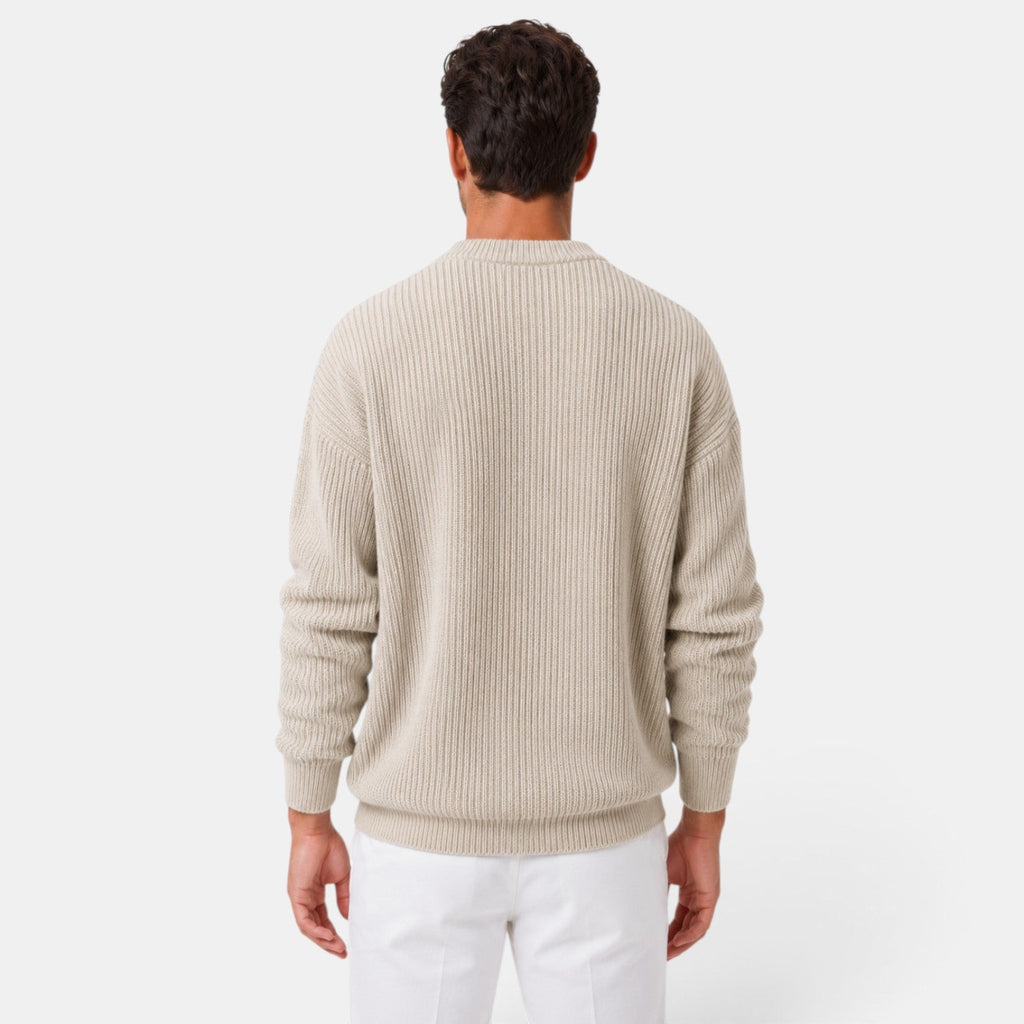 Men's ribbed crew neck sweater with long sleeves