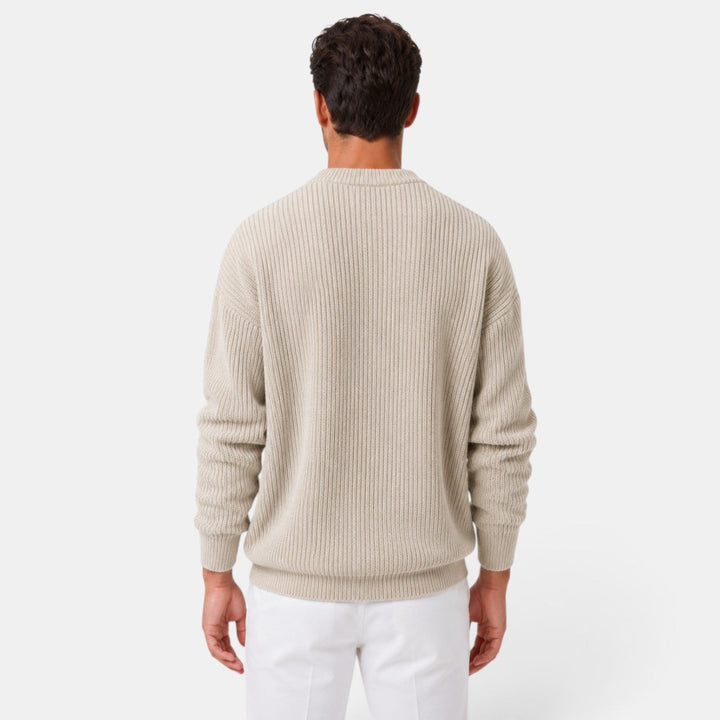 Men's ribbed crew neck sweater with long sleeves