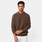 Men's ribbed crew neck sweater with long sleeves